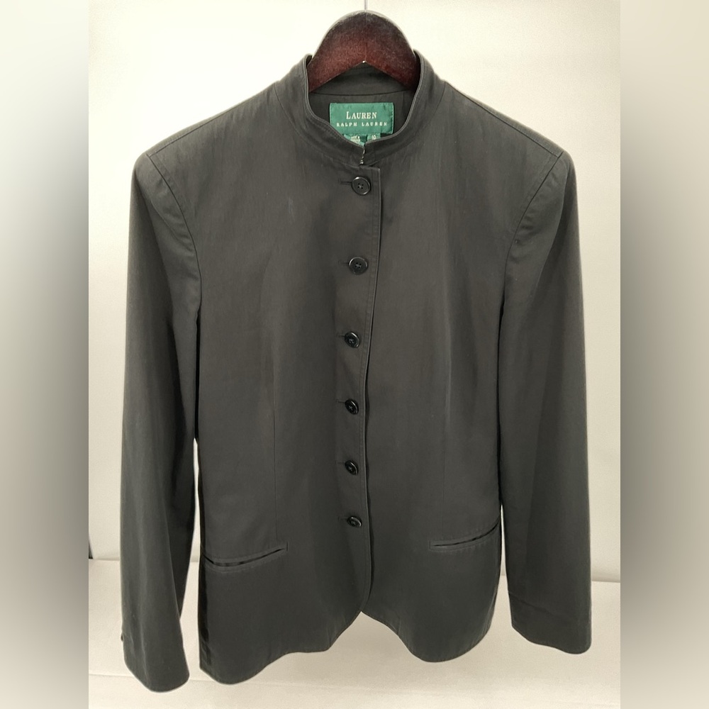 Lauren Ralph Lauren Blazer Black Tailored Mandarin Collar Jacket